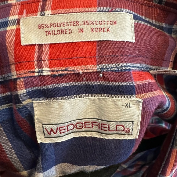 Vintage Wedgefield Men’s XL Plaid Button Long Sleeve Shirt. - Picture 5 of 6